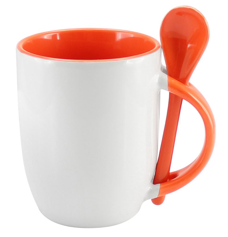 Tazón Cerámico Sublimación con Cuchara — colores disponibles